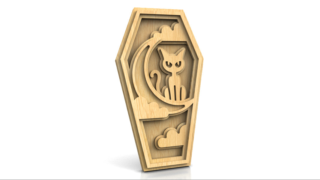 C211-Halloween Cat Layered Scroll Saw Patterns - Alex Fox Patterns