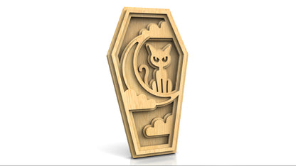 C211-Halloween Cat Layered Scroll Saw Patterns - Alex Fox Patterns