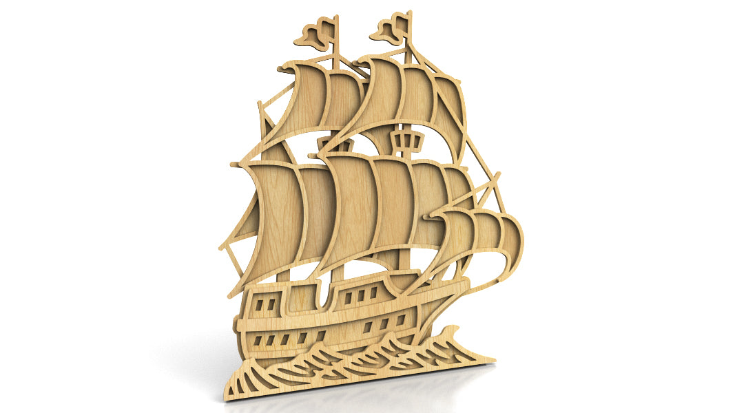 C212-Galleon Layered Scroll Saw Pattern - Alex Fox Patterns