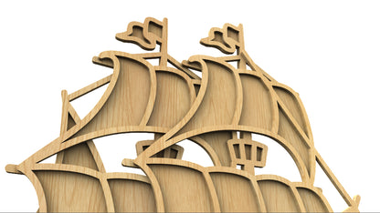 C212-Galleon Layered Scroll Saw Pattern - Alex Fox Patterns