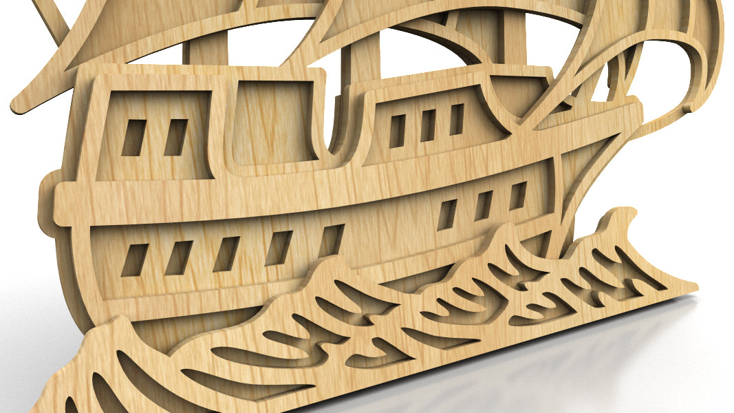 C212-Galleon Layered Scroll Saw Pattern - Alex Fox Patterns