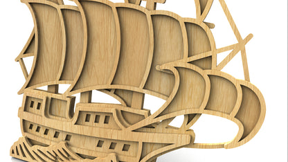 C212-Galleon Layered Scroll Saw Pattern - Alex Fox Patterns