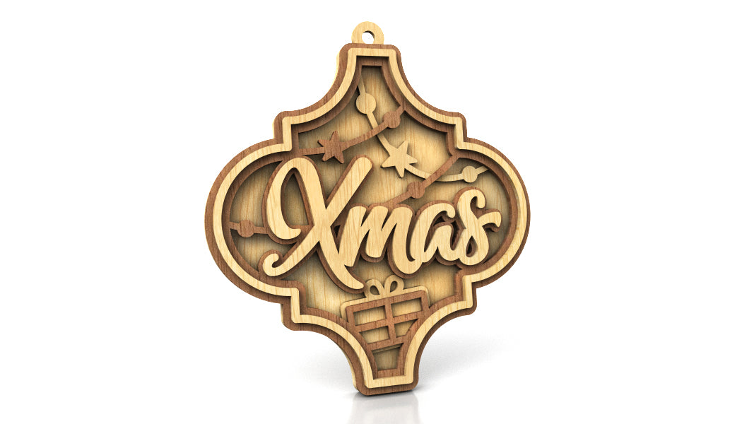 C216-Christmas Ornament Set Layered Scroll Saw Patterns - Alex Fox Patterns