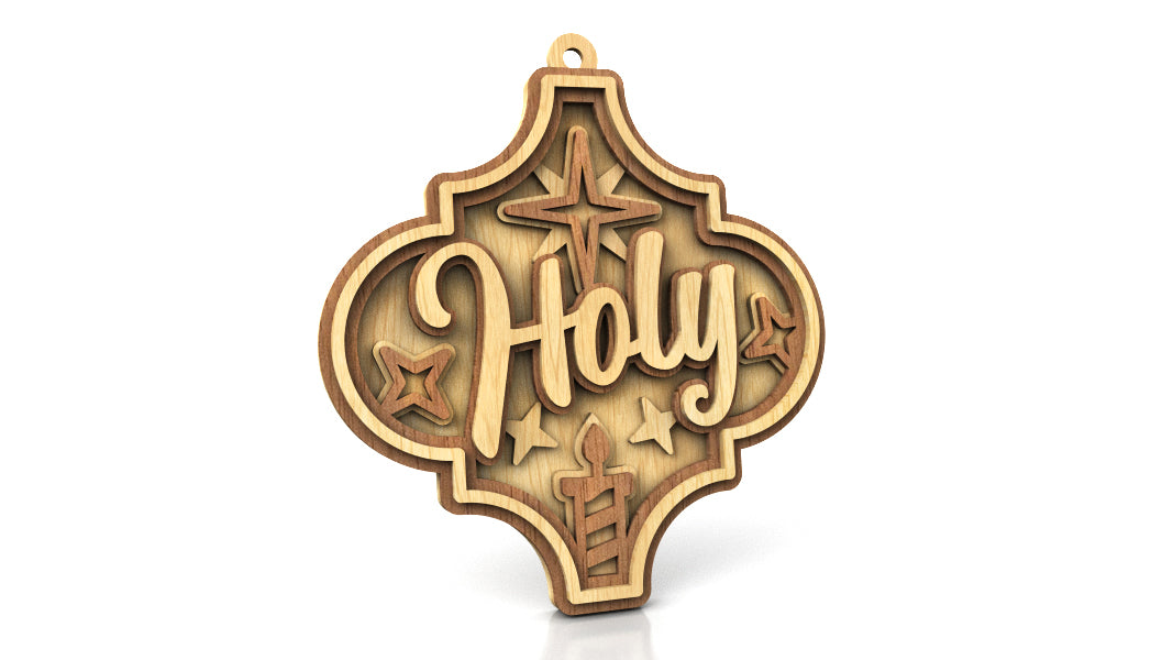 C216-Christmas Ornament Set Layered Scroll Saw Patterns - Alex Fox Patterns
