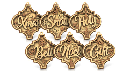 C216-Christmas Ornament Set Layered Scroll Saw Patterns - Alex Fox Patterns
