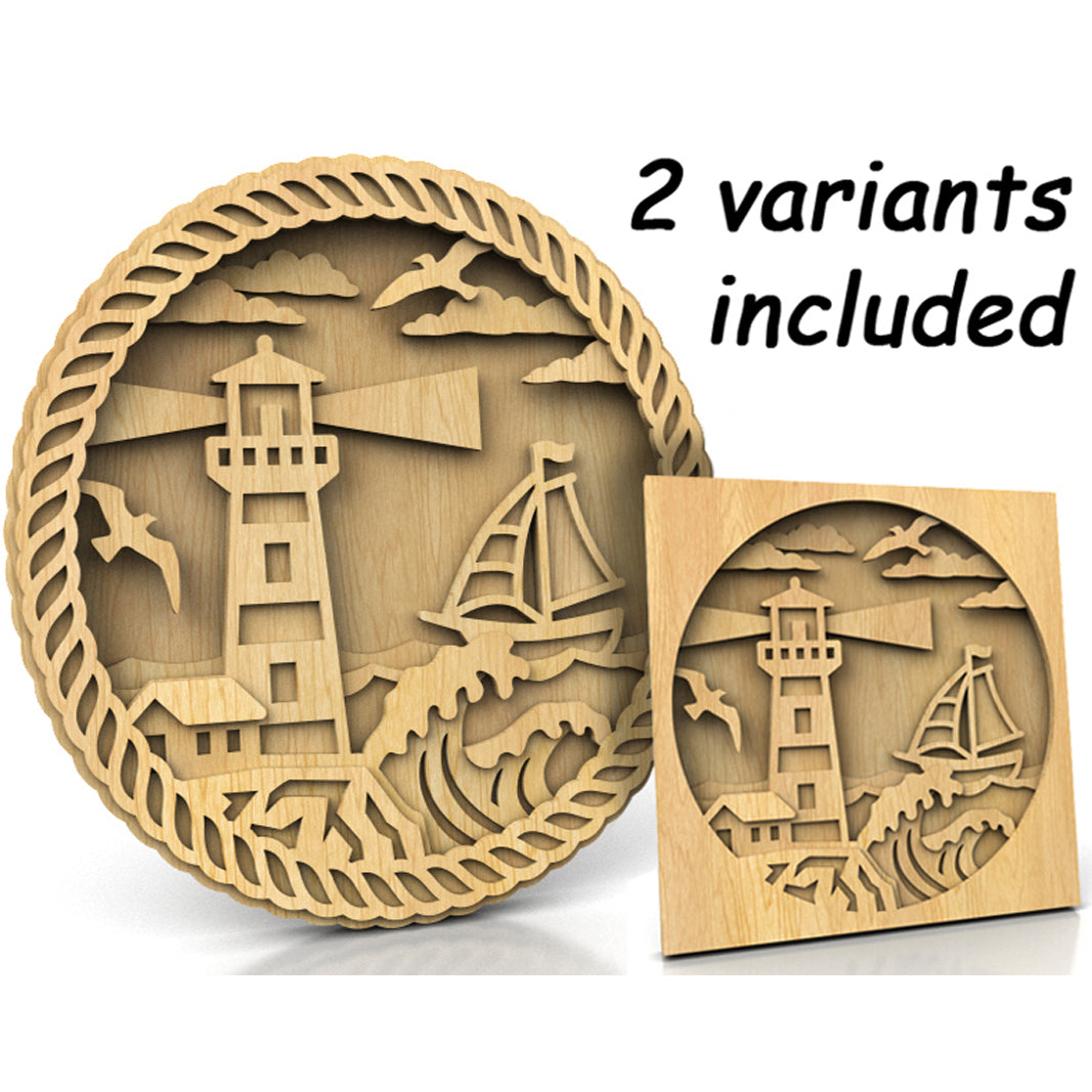 C218-Lighthouse Layered Scroll Saw Pattern - Alex Fox Patterns