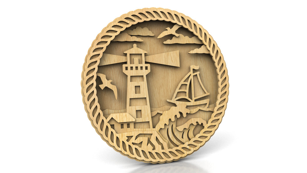 C218-Lighthouse Layered Scroll Saw Pattern - Alex Fox Patterns