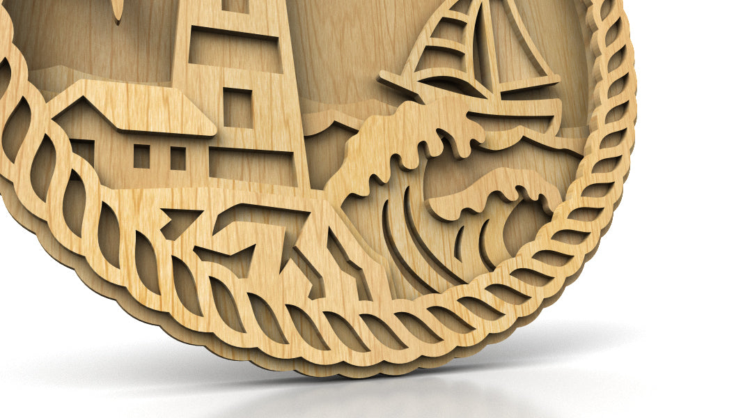 C218-Lighthouse Layered Scroll Saw Pattern - Alex Fox Patterns
