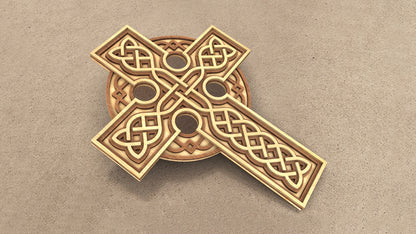 C221-Celtic Cross Layered Scroll Saw Pattern - Alex Fox Patterns