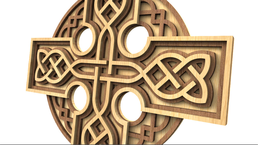 C221-Celtic Cross Layered Scroll Saw Pattern - Alex Fox Patterns