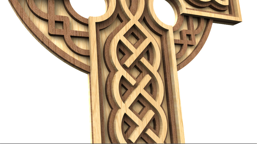 C221-Celtic Cross Layered Scroll Saw Pattern - Alex Fox Patterns