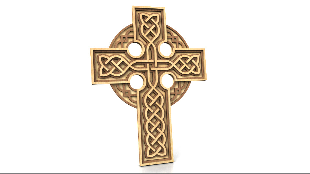 C221-Celtic Cross Layered Scroll Saw Pattern - Alex Fox Patterns