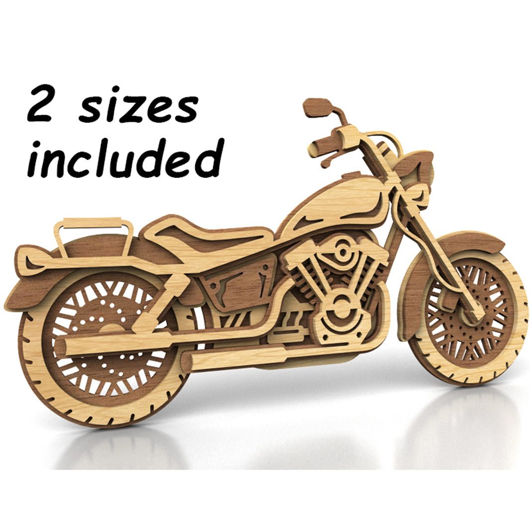 C220-Motorcycle Layered Scroll Saw Pattern - Alex Fox Patterns