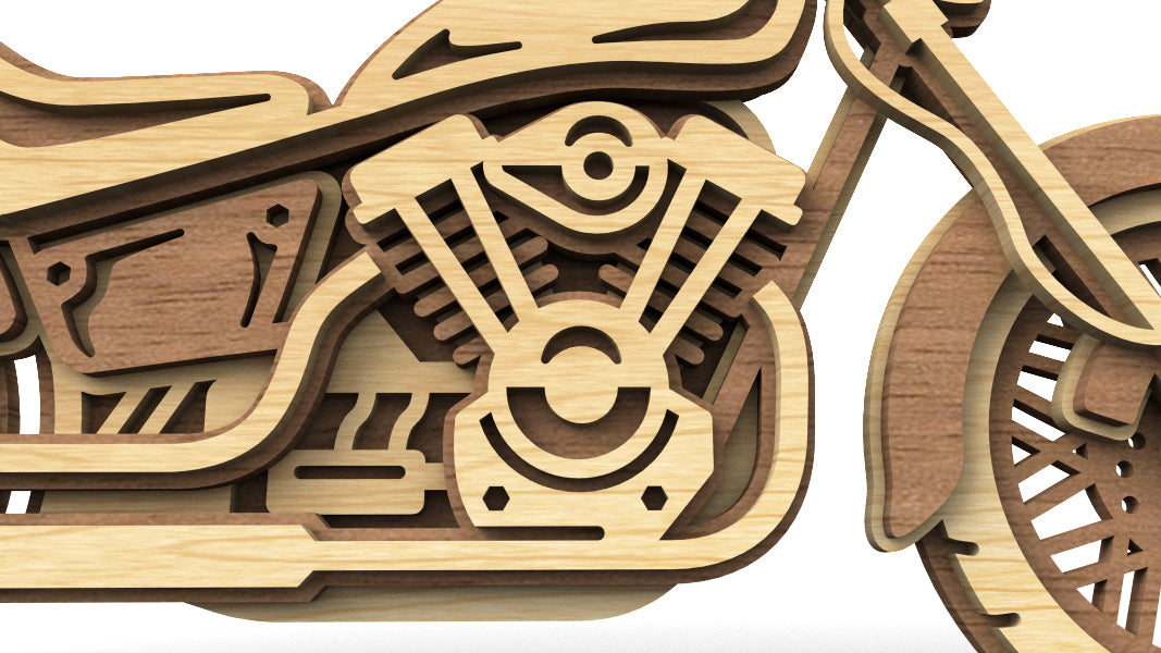 C220-Motorcycle Layered Scroll Saw Pattern - Alex Fox Patterns
