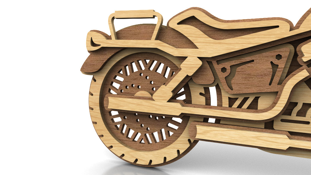 C220-Motorcycle Layered Scroll Saw Pattern - Alex Fox Patterns