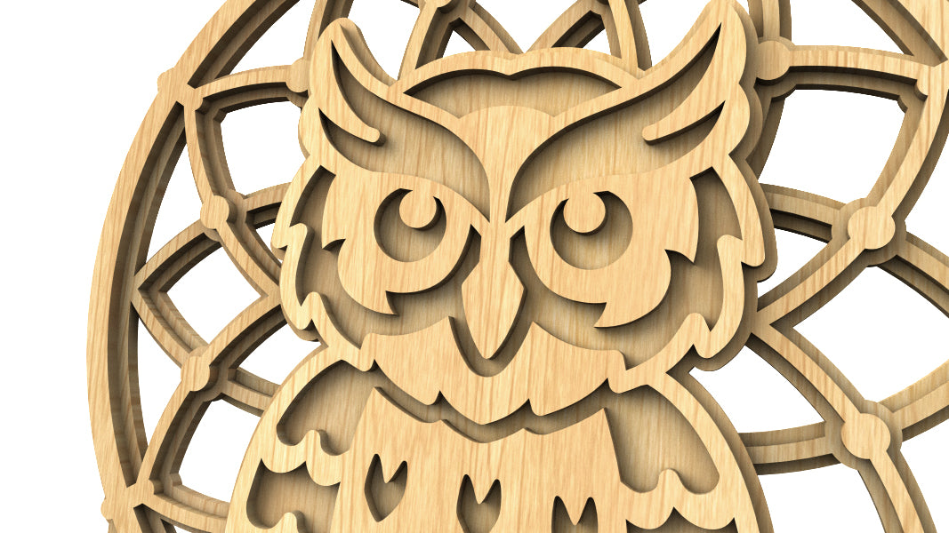 C223-Owl Dreamcatcher Layered Scroll Saw Pattern - Alex Fox Patterns
