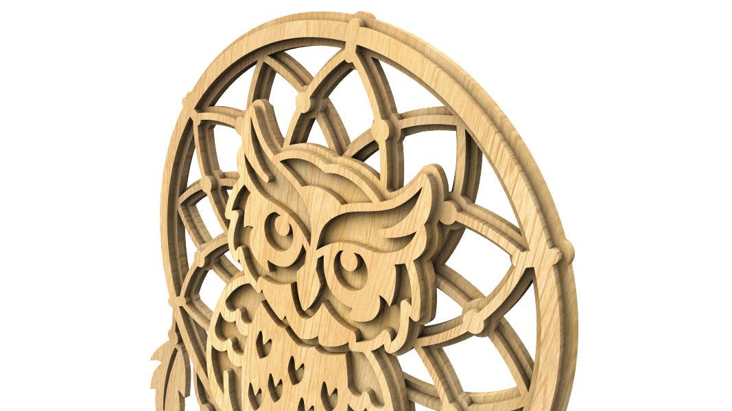 C223-Owl Dreamcatcher Layered Scroll Saw Pattern - Alex Fox Patterns