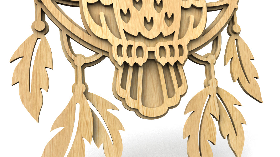 C223-Owl Dreamcatcher Layered Scroll Saw Pattern - Alex Fox Patterns