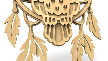 C223-Owl Dreamcatcher Layered Scroll Saw Pattern - Alex Fox Patterns