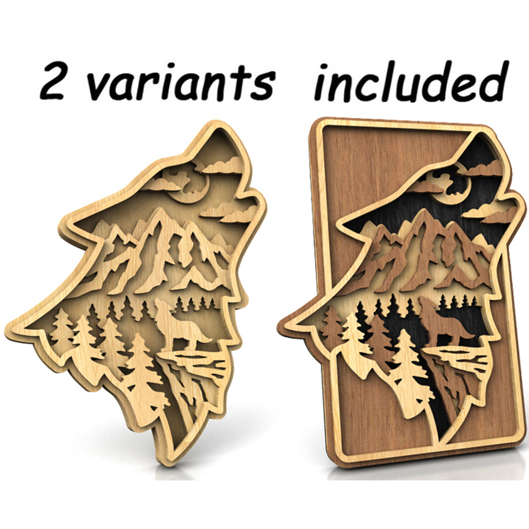 C224-Wolf Layered Scroll Saw Pattern - Alex Fox Patterns
