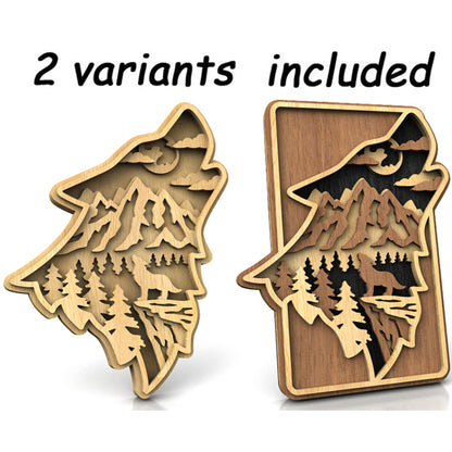C224-Wolf Layered Scroll Saw Pattern - Alex Fox Patterns