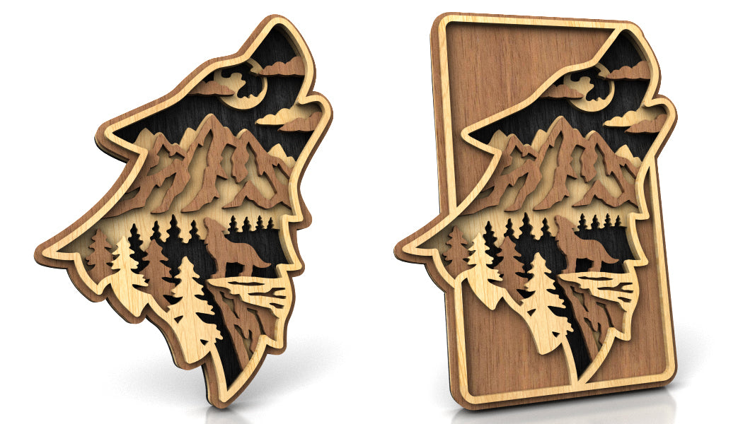 C224-Wolf Layered Scroll Saw Pattern - Alex Fox Patterns