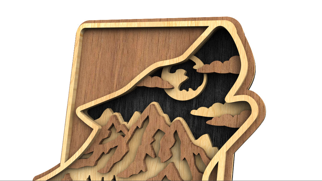 C224-Wolf Layered Scroll Saw Pattern - Alex Fox Patterns