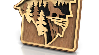C224-Wolf Layered Scroll Saw Pattern - Alex Fox Patterns