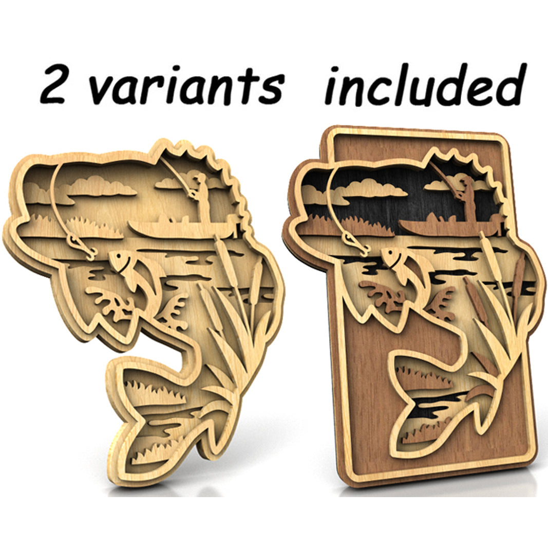 C226-Fishing Layered Scroll Saw Pattern - Alex Fox Patterns