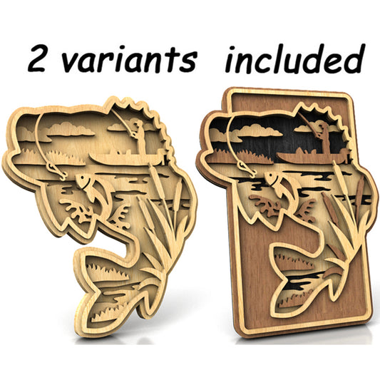 C226-Fishing Layered Scroll Saw Pattern - Alex Fox Patterns