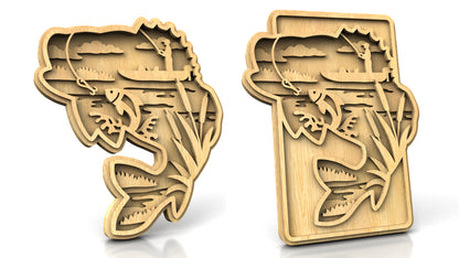 C226-Fishing Layered Scroll Saw Pattern - Alex Fox Patterns