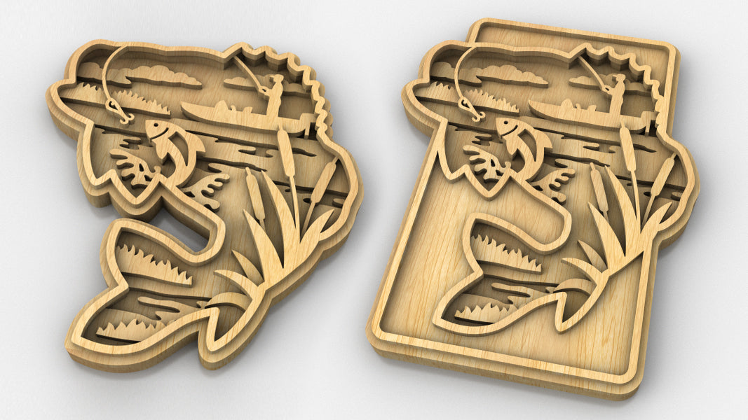 C226-Fishing Layered Scroll Saw Pattern - Alex Fox Patterns