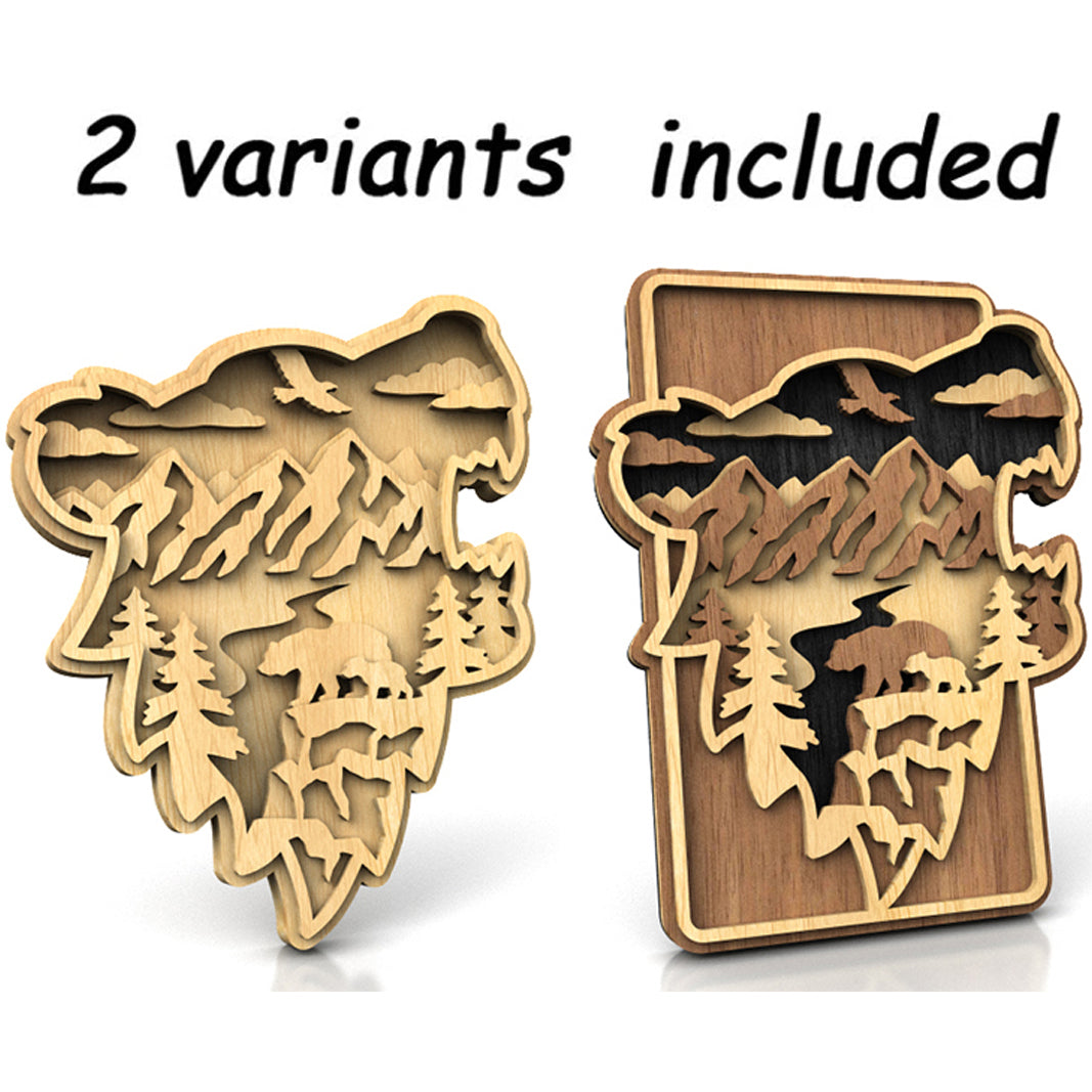 C227-Bear Layered Scroll Saw Pattern - Alex Fox Patterns