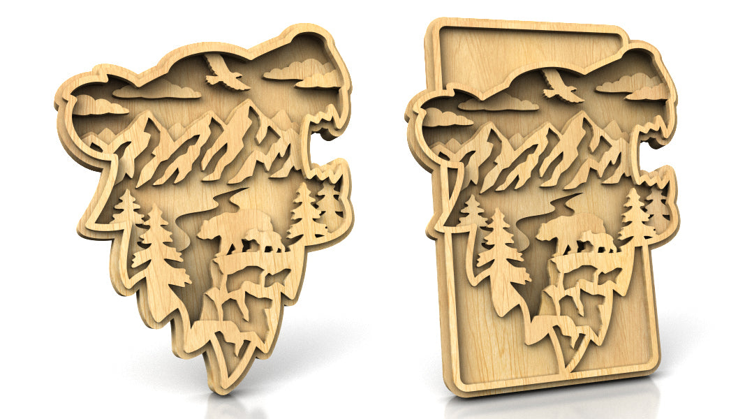 C227-Bear Layered Scroll Saw Pattern - Alex Fox Patterns