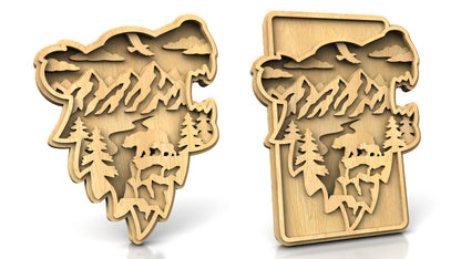 C227-Bear Layered Scroll Saw Pattern - Alex Fox Patterns
