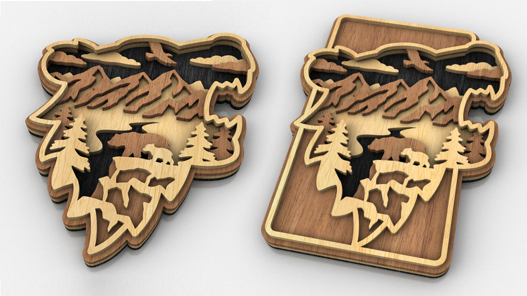 C227-Bear Layered Scroll Saw Pattern - Alex Fox Patterns
