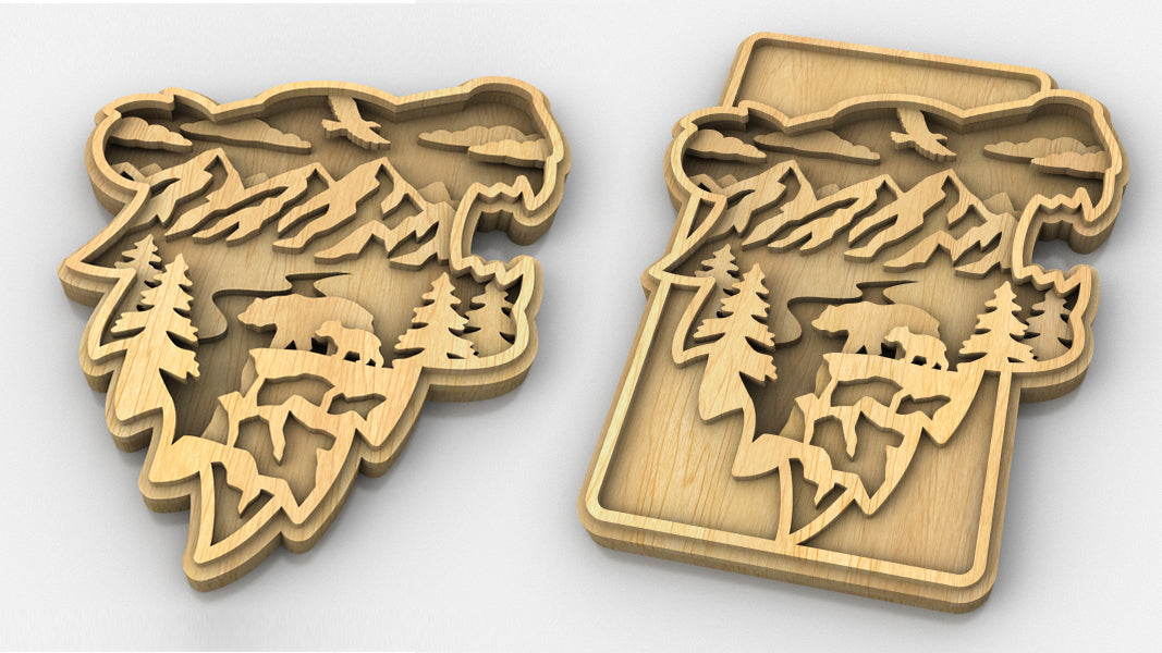C227-Bear Layered Scroll Saw Pattern - Alex Fox Patterns