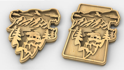 C227-Bear Layered Scroll Saw Pattern - Alex Fox Patterns