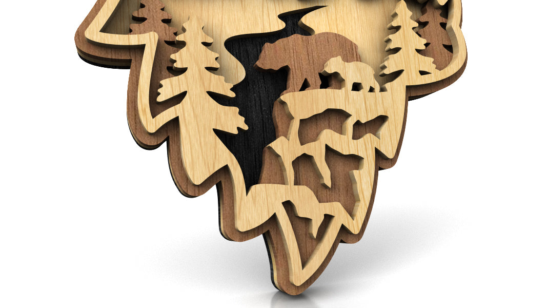 C227-Bear Layered Scroll Saw Pattern - Alex Fox Patterns