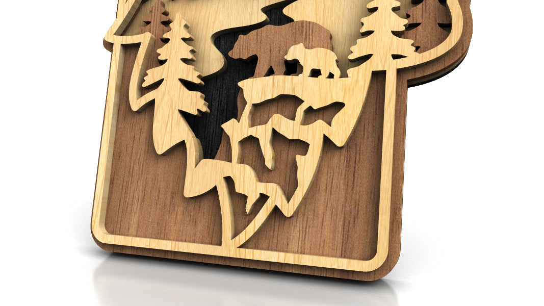 C227-Bear Layered Scroll Saw Pattern - Alex Fox Patterns