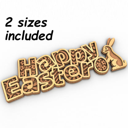 C228-Happy Easter Layered Scroll Saw Pattern - Alex Fox Patterns
