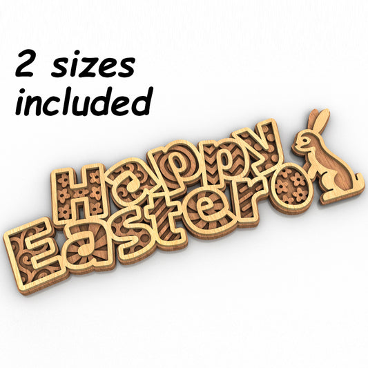 C228-Happy Easter Layered Scroll Saw Pattern - Alex Fox Patterns