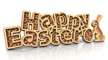 C228-Happy Easter Layered Scroll Saw Pattern - Alex Fox Patterns