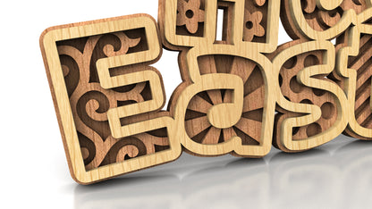 C228-Happy Easter Layered Scroll Saw Pattern - Alex Fox Patterns