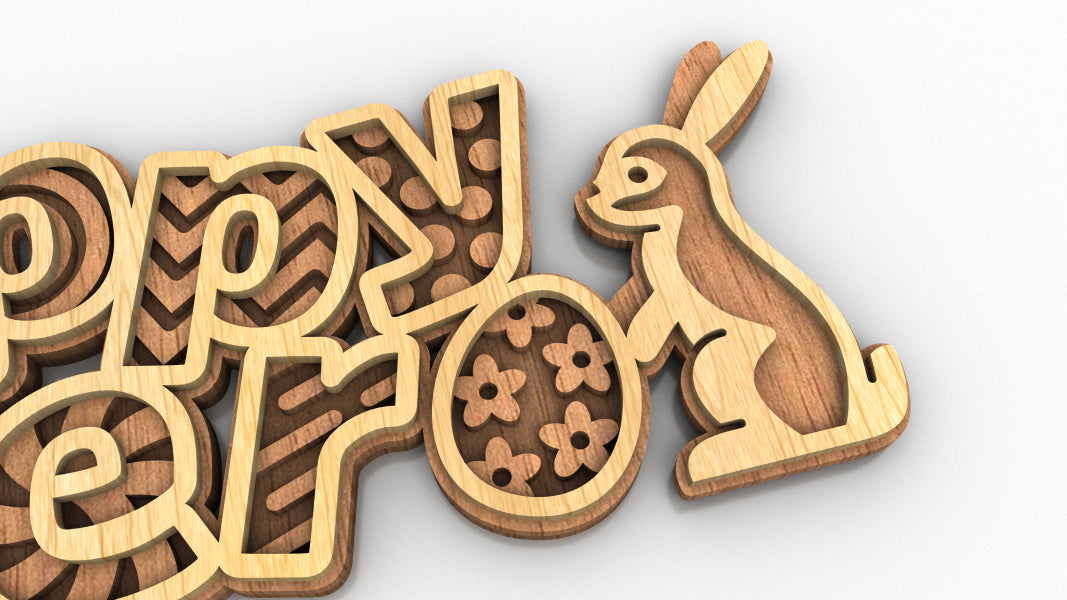C228-Happy Easter Layered Scroll Saw Pattern - Alex Fox Patterns