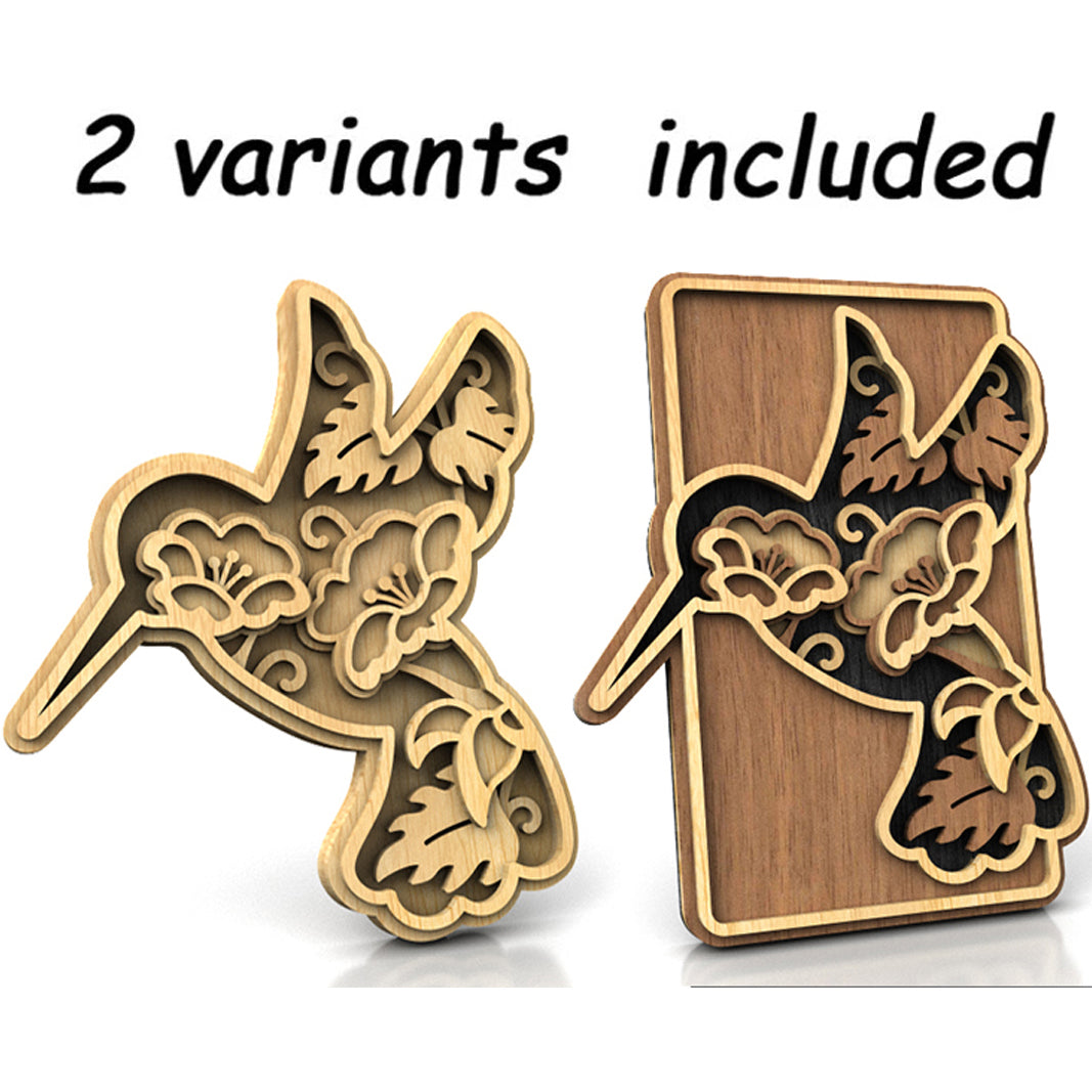 C231-Hummingbird Layered Scroll Saw Pattern - Alex Fox Patterns