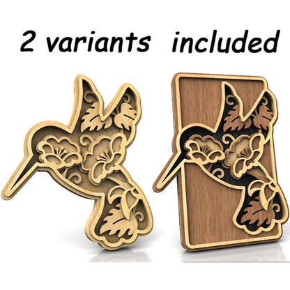C231-Hummingbird Layered Scroll Saw Pattern - Alex Fox Patterns