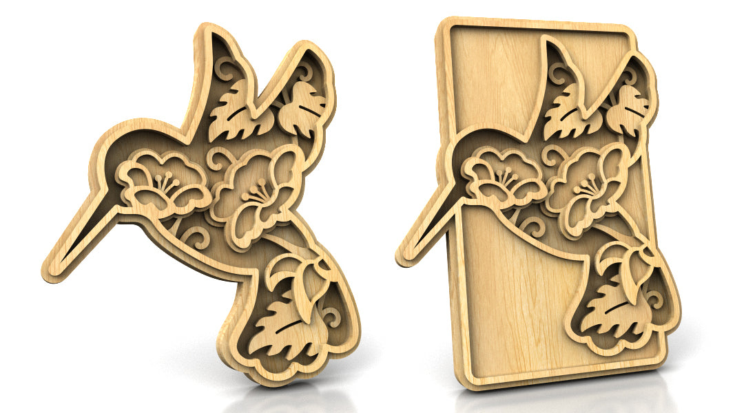 C231-Hummingbird Layered Scroll Saw Pattern - Alex Fox Patterns
