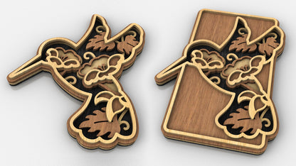 C231-Hummingbird Layered Scroll Saw Pattern - Alex Fox Patterns