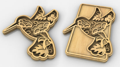 C231-Hummingbird Layered Scroll Saw Pattern - Alex Fox Patterns
